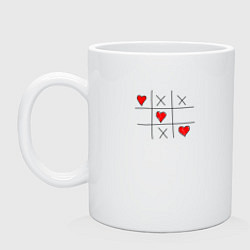 Кружка керамическая Любовь побеждает крестики нолики, цвет: белый