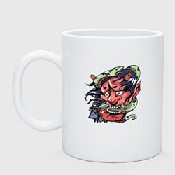Кружка керамическая ONI Demon Snake, цвет: белый