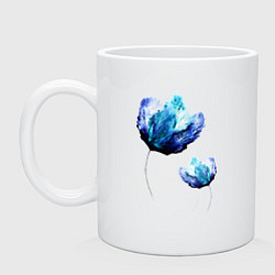 Кружка керамическая Синие цветы, цвет: белый