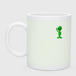 Кружка керамическая Инопланетянин зеленый, цвет: фосфор