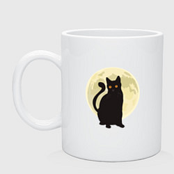 Кружка керамическая Moon Cat, цвет: белый