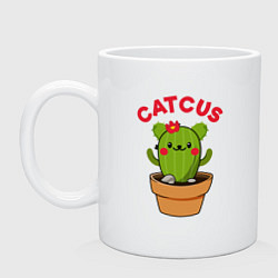 Кружка керамическая Catcus, цвет: белый