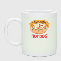 Кружка керамическая Delicious Hot Dog, цвет: фосфор