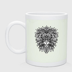 Кружка керамическая Голова Льва с узором Мандала, цвет: фосфор