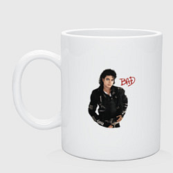 Кружка керамическая BAD Майкл Джексон, цвет: белый