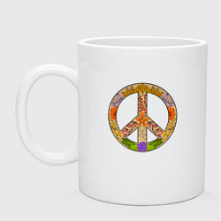 Кружка керамическая Peace and flowers, цвет: белый