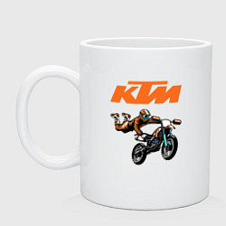 Кружка керамическая KTM МОТОКРОСС Z, цвет: белый