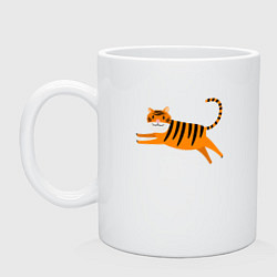 Кружка керамическая Jumping Tiger, цвет: белый