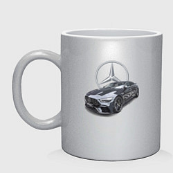 Кружка керамическая Mercedes AMG motorsport, цвет: серебряный
