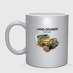 Кружка керамическая Toyota Land Cruiser FJ 40 4X4, цвет: серебряный