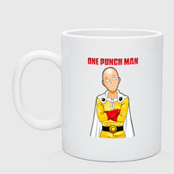 Кружка керамическая Сайтама безразличие One Punch-Man, цвет: белый