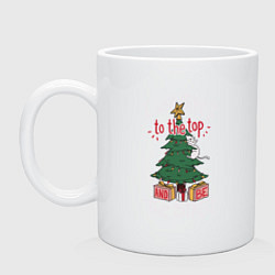 Кружка керамическая Cat on the tree, цвет: белый