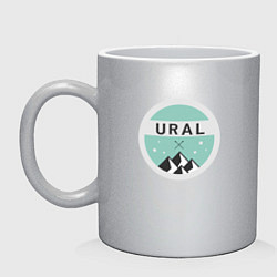 Кружка керамическая УРАЛ 01, цвет: серебряный