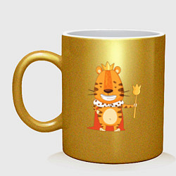 Кружка керамическая Король тигр, цвет: золотой
