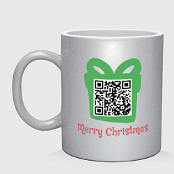 Кружка керамическая QR Christmas, цвет: серебряный