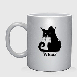 Кружка керамическая What? - Что?, цвет: серебряный