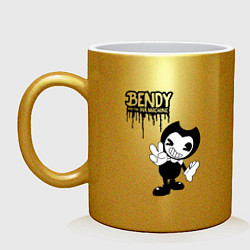 Кружка керамическая Bendy Бенди и чернильная машина, цвет: золотой