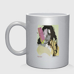 Кружка керамическая Andy Warhol - Mick Jagger sketch, цвет: серебряный