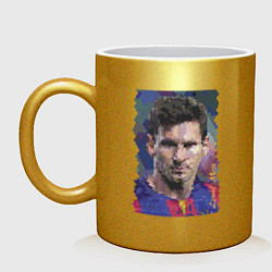 Кружка керамическая Lionel Messi - striker, Barcelona, цвет: золотой