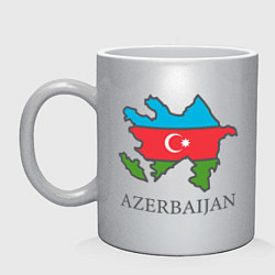 Кружка керамическая Map Azerbaijan, цвет: серебряный