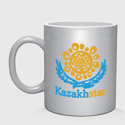 Кружка керамическая Казахстан - Kazakhstan, цвет: серебряный