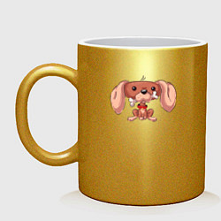 Кружка керамическая Милая собачка с косточкой, цвет: золотой