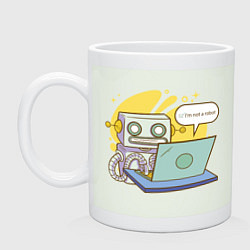 Кружка керамическая Я не робот Програмерский мем, цвет: фосфор