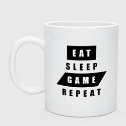 Кружка керамическая Eat, sleep, game, repeat Есть, спать, играть, повт, цвет: белый