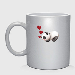 Кружка керамическая Панда с сердечками, цвет: серебряный