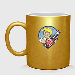 Кружка керамическая Vault Boy Fallout, цвет: золотой