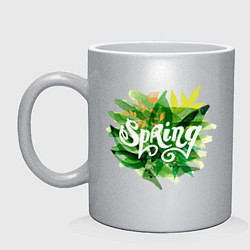 Кружка керамическая Spring!, цвет: серебряный