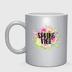 Кружка керамическая Spring vibe, цвет: серебряный