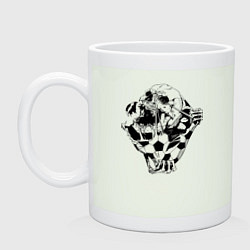 Кружка керамическая Скелет, разрывающий футбольный мяч, цвет: фосфор