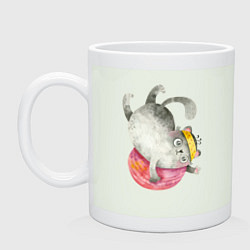 Кружка керамическая Забавный кот с клубком, цвет: фосфор