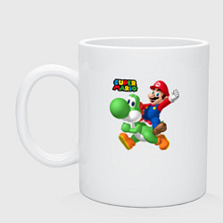 Кружка керамическая Mario and Yoshi Super Mario, цвет: белый