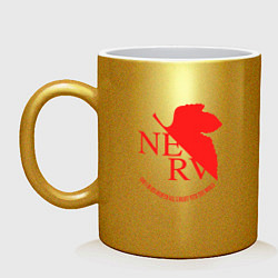 Кружка керамическая Nerv в Neon Genesis Evangelion, цвет: золотой