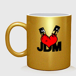 Кружка керамическая JDM Heart Piston Japan, цвет: золотой