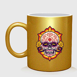 Кружка керамическая Poker Skull, цвет: золотой