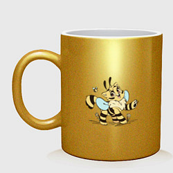 Кружка керамическая Cat-BeePoppyPlaytime, цвет: золотой