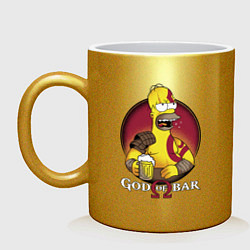 Кружка керамическая Homer god of bar, цвет: золотой