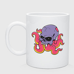 Кружка керамическая Skull Octopus, цвет: белый