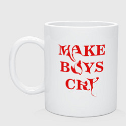 Кружка керамическая Make boys cry красный текст, цвет: белый