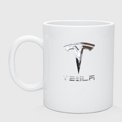 Кружка керамическая Tesla Logo Тесла Логотип, цвет: белый