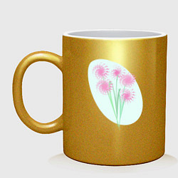 Кружка керамическая Букет из экзотических цветов Брызги лепестков, цвет: золотой
