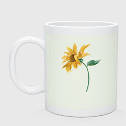 Кружка керамическая Branch With a Sunflower Подсолнух, цвет: фосфор