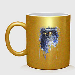 Кружка керамическая Прикольная сова в акварельном рисунке, цвет: золотой