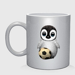 Кружка керамическая Футбол - Пингвин, цвет: серебряный
