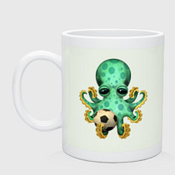 Кружка керамическая Футбол - Зелёный Осьминог, цвет: фосфор