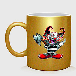 Кружка керамическая Злой клоун с топором, цвет: золотой