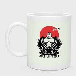 Кружка керамическая Jiu Jitsu red sun logo, цвет: фосфор